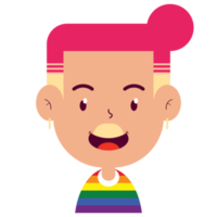 lgbt visage heureux dessin animé mignon png