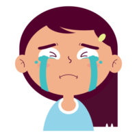 niña llorando cara dibujos animados lindo png