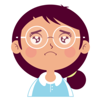 fille triste visage dessin animé mignon png