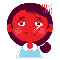 fille malade visage dessin animé mignon png