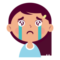 niña llorando cara dibujos animados lindo png