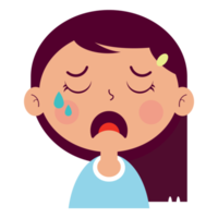 niña llorando cara dibujos animados lindo png