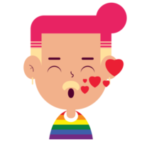 lgbt amoureux visage dessin animé mignon png