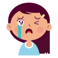 niña llorando cara dibujos animados lindo png