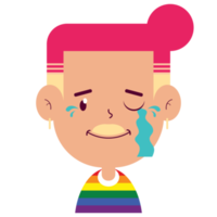 lgbt pleure visage dessin animé mignon png