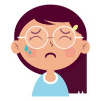 niña llorando cara dibujos animados lindo png