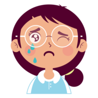 girl crying face cartoon cut png