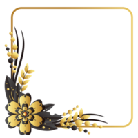 Dry flower on left down corner square frame png