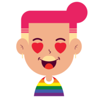 lgbt amoureux visage dessin animé mignon png