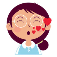 ragazza nel amore viso cartone animato carino png