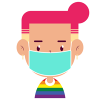 lgbt usa máscara médica desenho animado fofo png