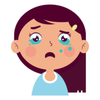 niña llorando cara dibujos animados lindo png