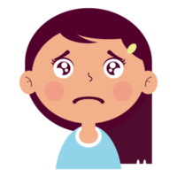 fille triste visage dessin animé mignon png