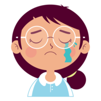 corte de dibujos animados de cara de niña llorando png