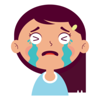 niña llorando cara dibujos animados lindo png