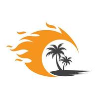 Sunset beach logo images vector