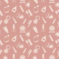 Seamless texture from cosmetics icons, beauty pattern, abstract background, wallpaper vector