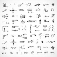 Vector set of hand drawn arrows, scheme, diagram, infographics