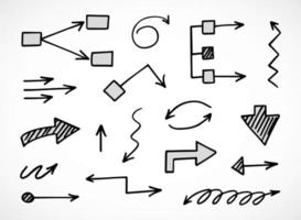 Vector set of hand drawn arrows, scheme, diagram, infographics