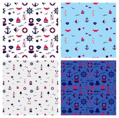 ector seamless pattern of icons on the theme of the sea, navigation, sea travel