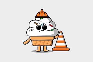 Construction worker Ice cream cute character vector