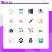 Pack of 16 creative Flat Colors of business launch grid tools education Editable Pack of Creative Vector Design Elements