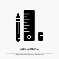 Education Pen Pencil Scale solid Glyph Icon vector