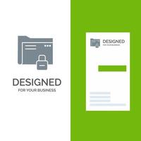 Data Folder Password Protection Secure Grey Logo Design and Business Card Template vector