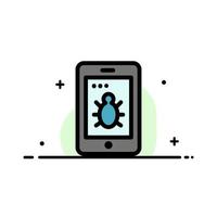 Mobile Security Bug  Business Flat Line Filled Icon Vector Banner Template