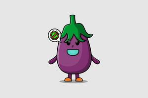 Cute cartoon Eggplant using mask to prevent virus vector