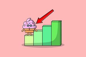 Ice cream cute businessman with a inflation chart vector