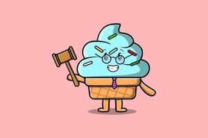 Cute cartoon mascot character wise judge Ice cream vector