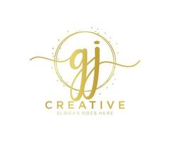 Initial GJ feminine logo. Usable for Nature, Salon, Spa, Cosmetic and Beauty Logos. Flat Vector Logo Design Template Element.