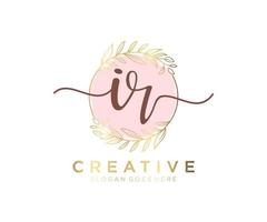 Initial IR feminine logo. Usable for Nature, Salon, Spa, Cosmetic and Beauty Logos. Flat Vector Logo Design Template Element.