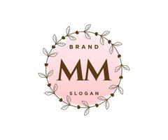Initial MM feminine logo. Usable for Nature, Salon, Spa, Cosmetic and Beauty Logos. Flat Vector Logo Design Template Element.