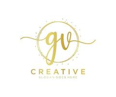 Initial GV feminine logo. Usable for Nature, Salon, Spa, Cosmetic and Beauty Logos. Flat Vector Logo Design Template Element.