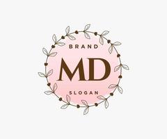 Initial MD feminine logo. Usable for Nature, Salon, Spa, Cosmetic and Beauty Logos. Flat Vector Logo Design Template Element.