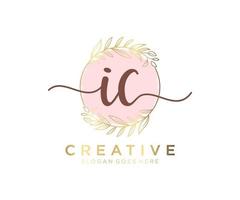 Initial IC feminine logo. Usable for Nature, Salon, Spa, Cosmetic and Beauty Logos. Flat Vector Logo Design Template Element.