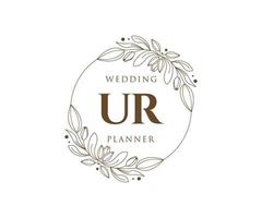 UR Initials letter Wedding monogram logos collection, hand drawn modern minimalistic and floral templates for Invitation cards, Save the Date, elegant identity for restaurant, boutique, cafe in vector