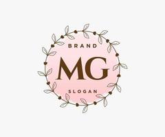 logotipo femenino mg inicial. utilizable para logotipos de naturaleza, salón, spa, cosmética y belleza. elemento de plantilla de diseño de logotipo de vector plano.