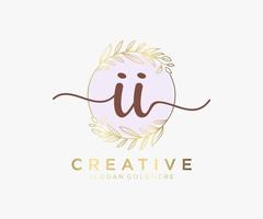 Initial II feminine logo. Usable for Nature, Salon, Spa, Cosmetic and Beauty Logos. Flat Vector Logo Design Template Element.
