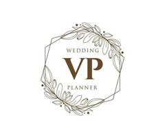 VP Initials letter Wedding monogram logos collection, hand drawn modern minimalistic and floral templates for Invitation cards, Save the Date, elegant identity for restaurant, boutique, cafe in vector