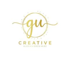 Initial GU feminine logo. Usable for Nature, Salon, Spa, Cosmetic and Beauty Logos. Flat Vector Logo Design Template Element.