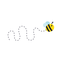 chemin de vol des abeilles. une abeille volant en pointillé la trajectoire de vol d'une abeille vers le miel. png