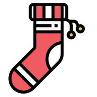 christmas sock icon line color . vector