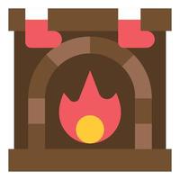 fireplace icon vector flat color .