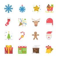 conjunto de iconos de Navidad. ilustración vectorial, muñeco de nieve, vacaciones, santa, invierno vector