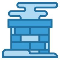 chimney icon line blue color . vector