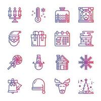 Christmas Icons set. Vector Illustration, snowman, holiday, santa, winter