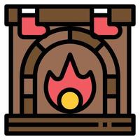 fireplace icon line color . vector